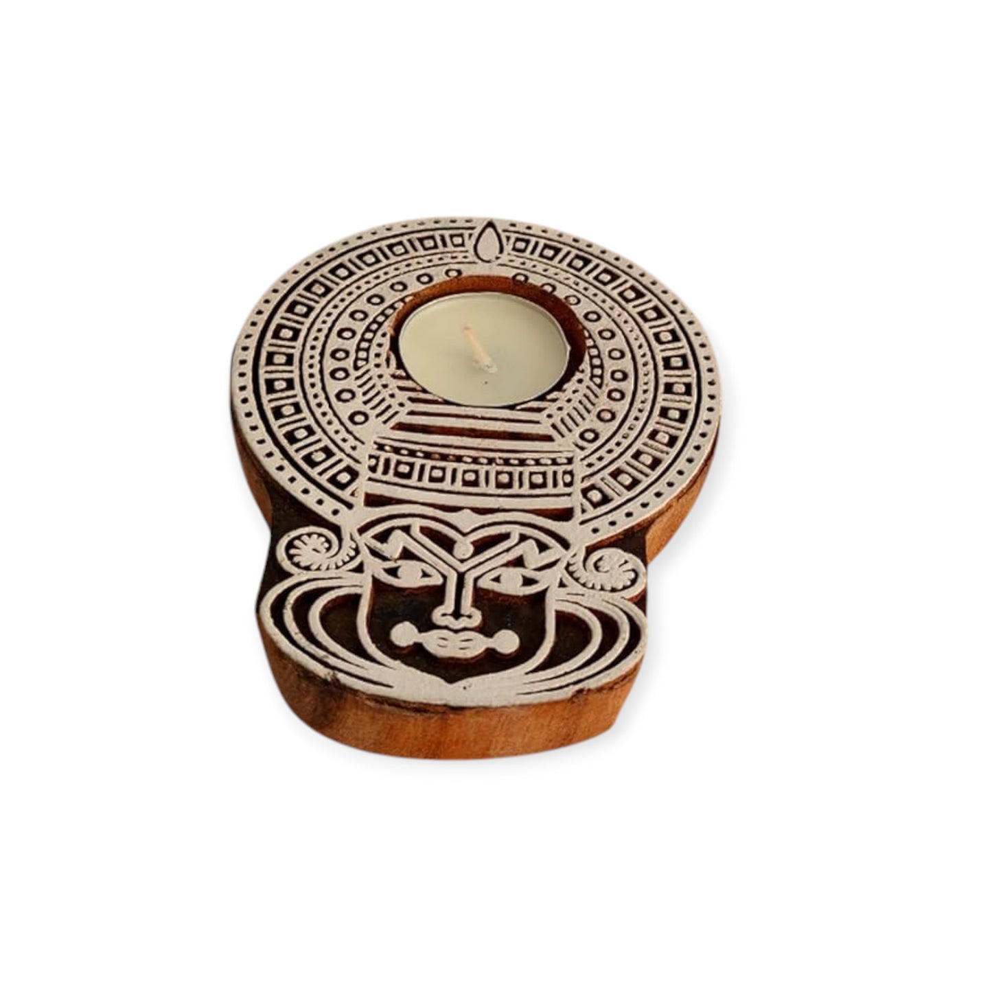 Wooden Kathakali Tealight Candle Holders set of 2