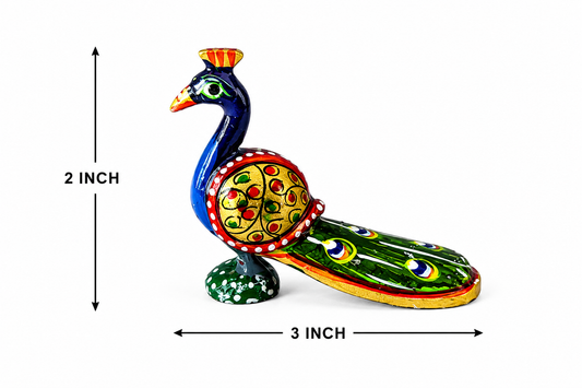 Wooden Handpainted Peacock Pair Showpiece – 2 Inch