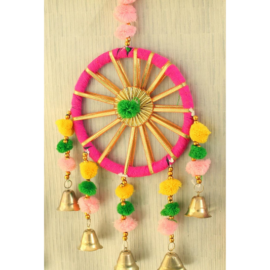 Handmade Colorful Wall Hangings with Bells – Pack of 4