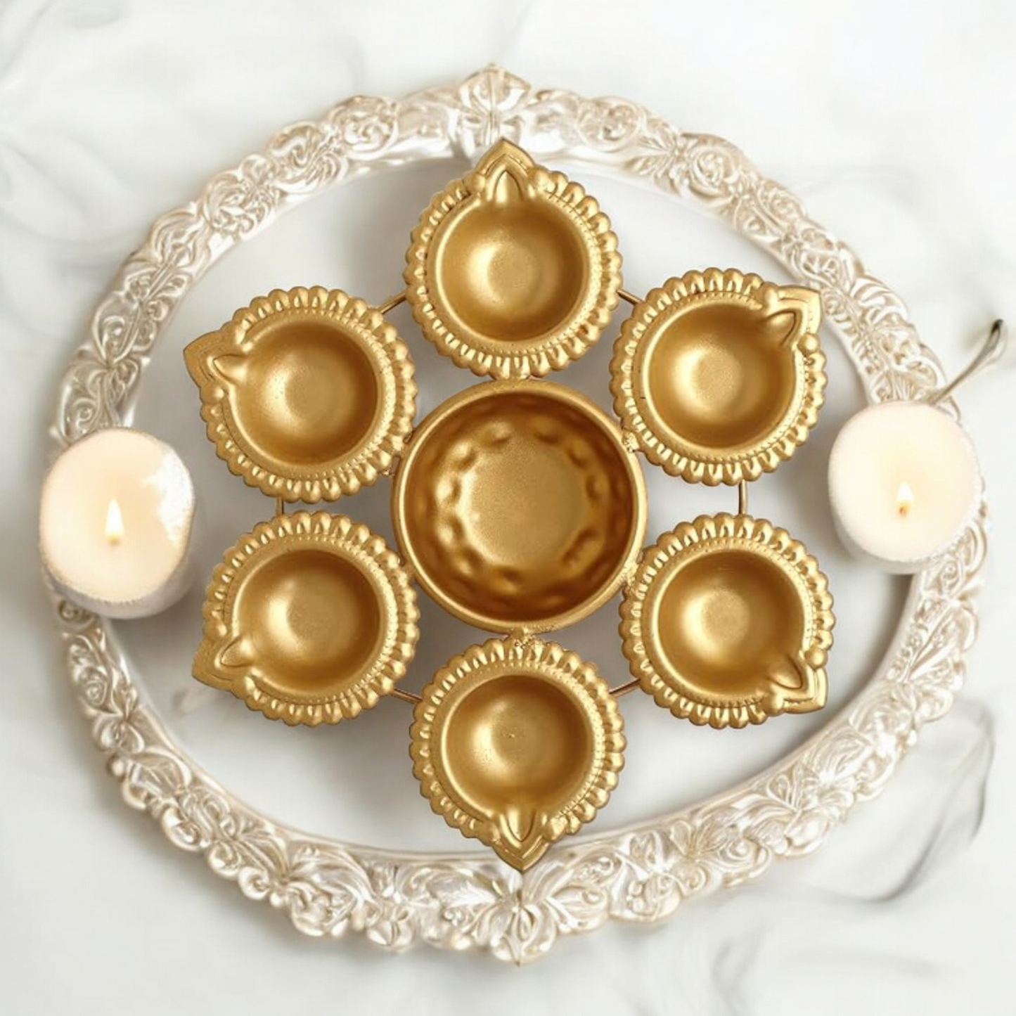 Decorative Urli Flower Shape Diya Holder with Tealight