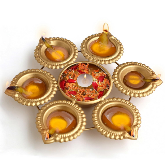 Decorative Urli Flower Shape Diya Holder with Tealight