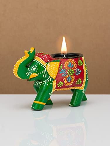 Handcrafted Rajasthani Elephant Shaped Tealight Holders – Set of 2