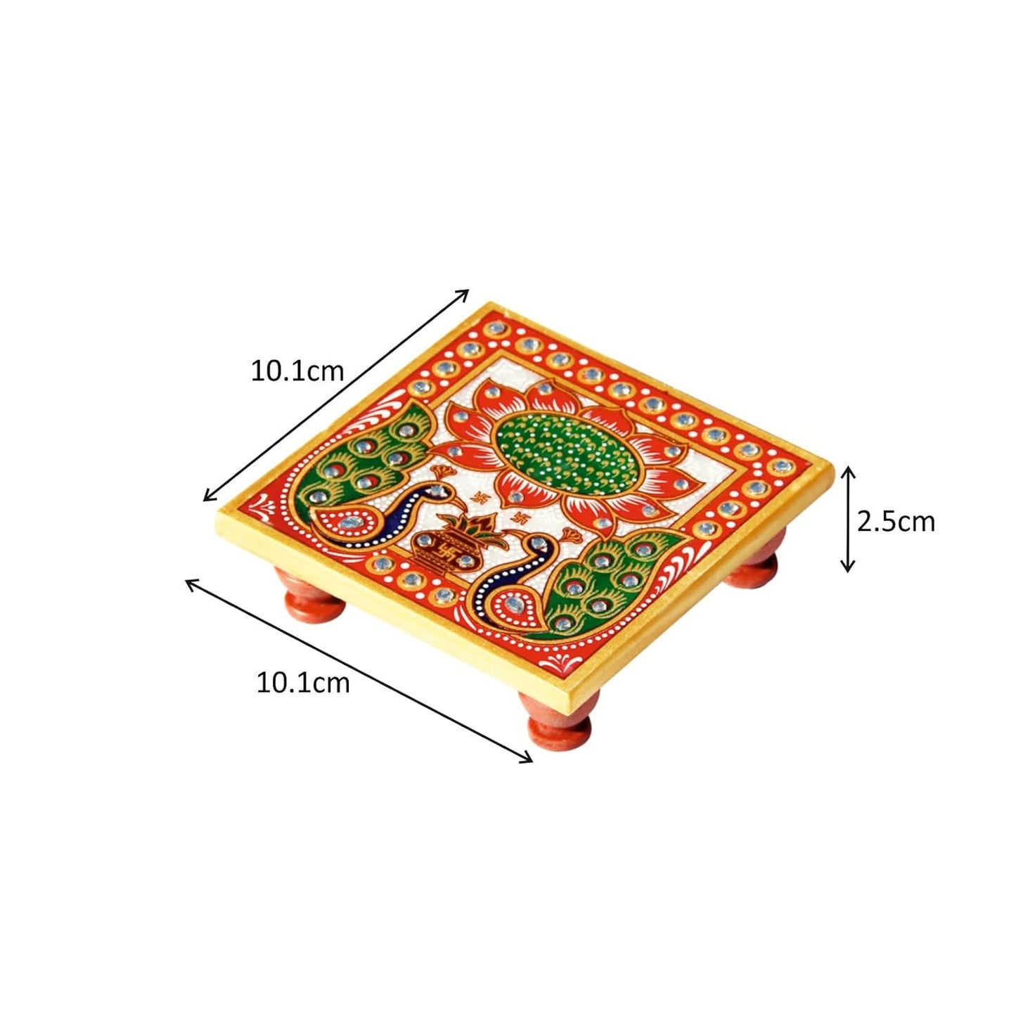 Handcrafted Marble Chowki Set of 2 – Traditional Meenakari Design