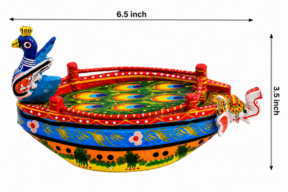 Handcrafted Laddu Gopal Jhula Boat (6.5 x 3.5 Inch) – Decorative Wooden Boat for Bal Gopal