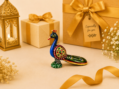 Wooden Handpainted Peacock Pair Showpiece – 2 Inch