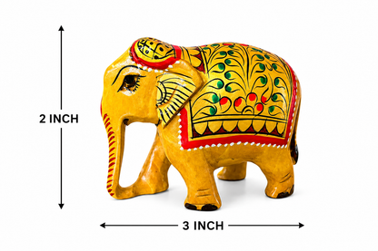Wooden Handpainted Elephant Pair Showpiece – 2 Inch