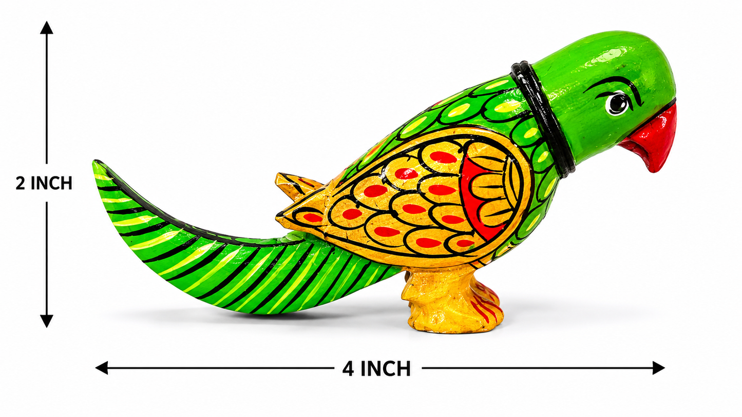 Wooden Handpainted Parrot Pair Showpiece – 2 Inch