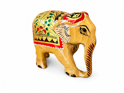 Wooden Handpainted Elephant Pair Showpiece – 2 Inch