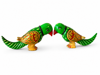 Wooden Handpainted Parrot Pair Showpiece – 2 Inch