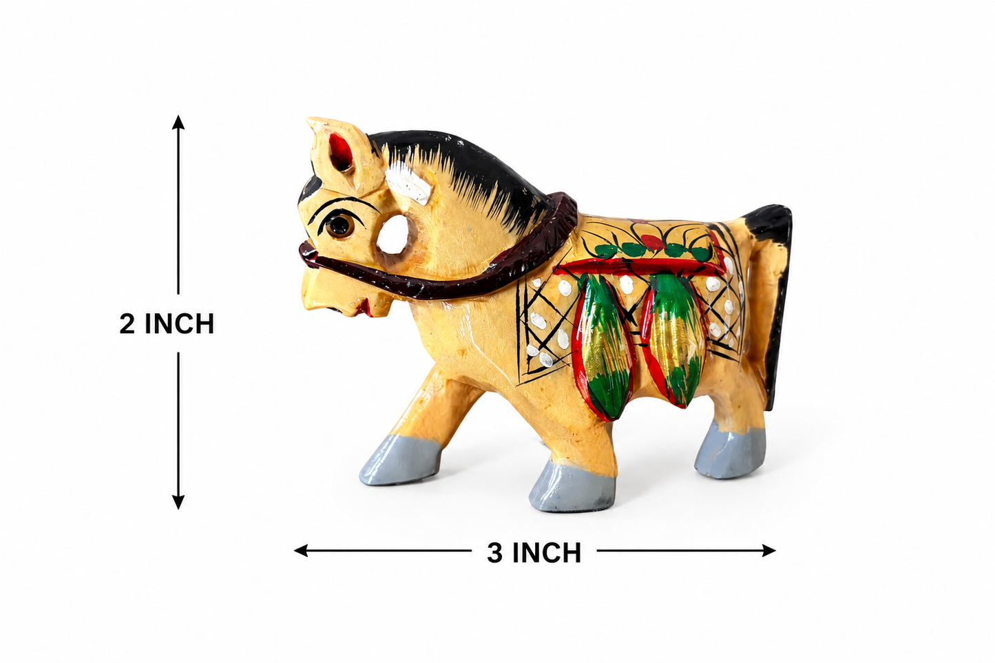 Wooden Handpainted Horse Pair Showpiece – 2 Inch