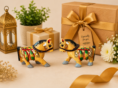 Wooden Handpainted Horse Pair Showpiece – 2 Inch