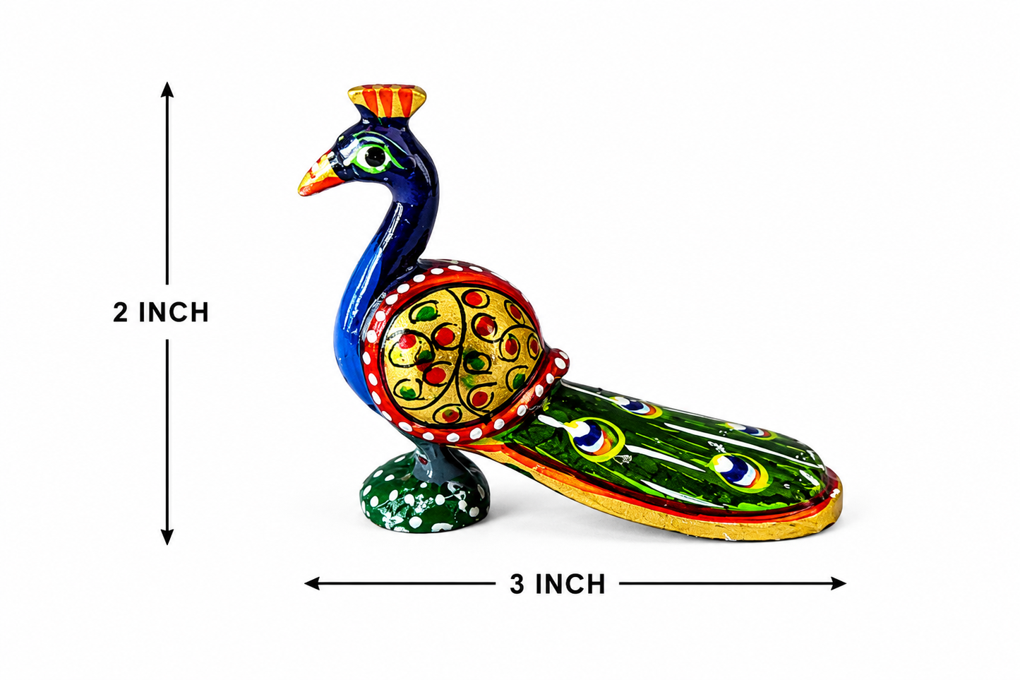 Wooden Handpainted Peacock Pair Showpiece – 2 Inch