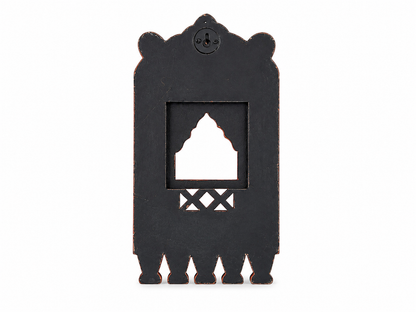 Handcrafted Wooden Jharokha Wall Hanging – Blue & Yellow