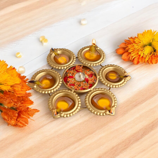 Decorative Urli Flower Shape Diya Holder with Tealight