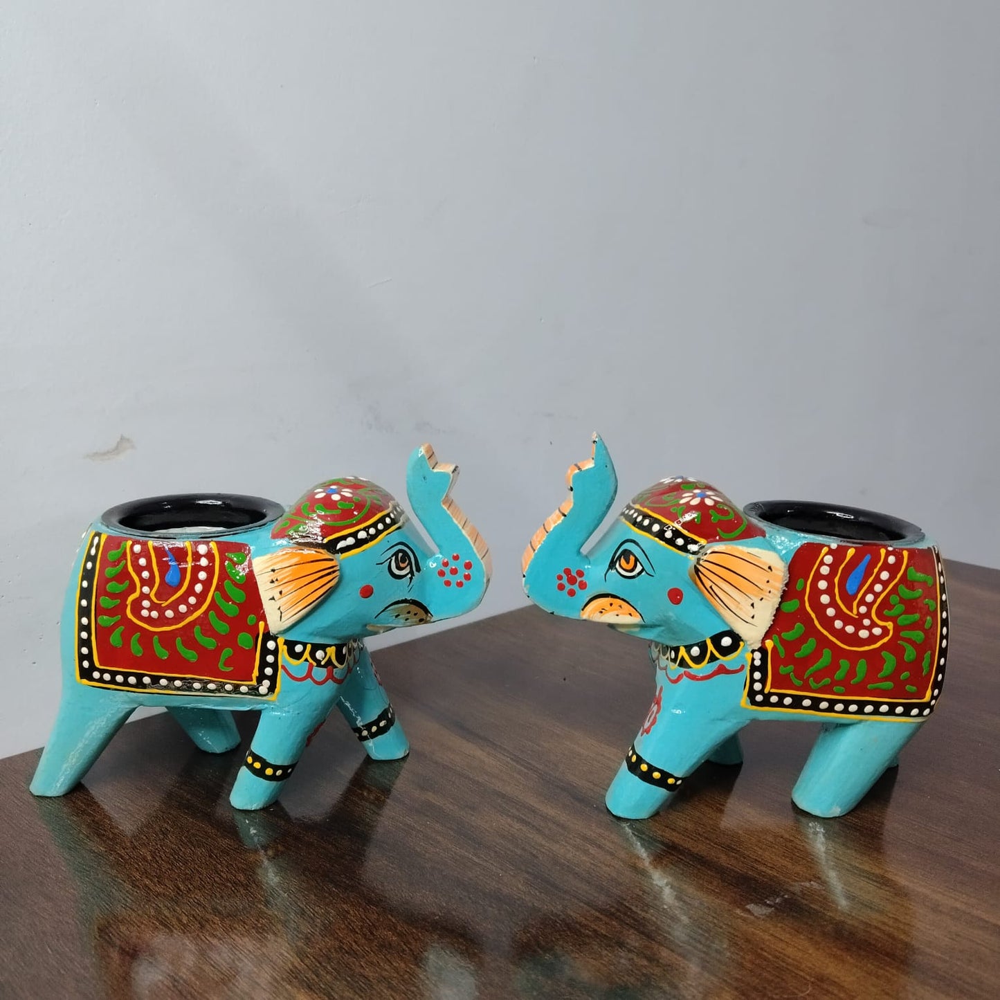 Handcrafted Rajasthani Elephant Shaped Tealight Holders – Set of 2