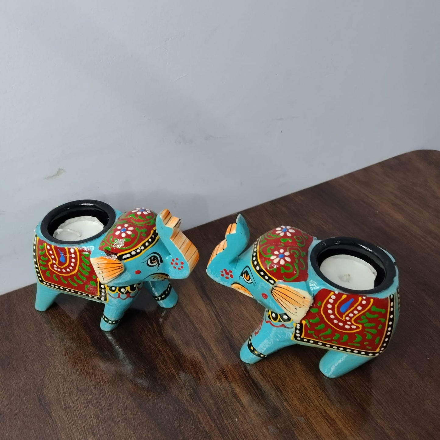 Handcrafted Rajasthani Elephant Shaped Tealight Holders – Set of 2