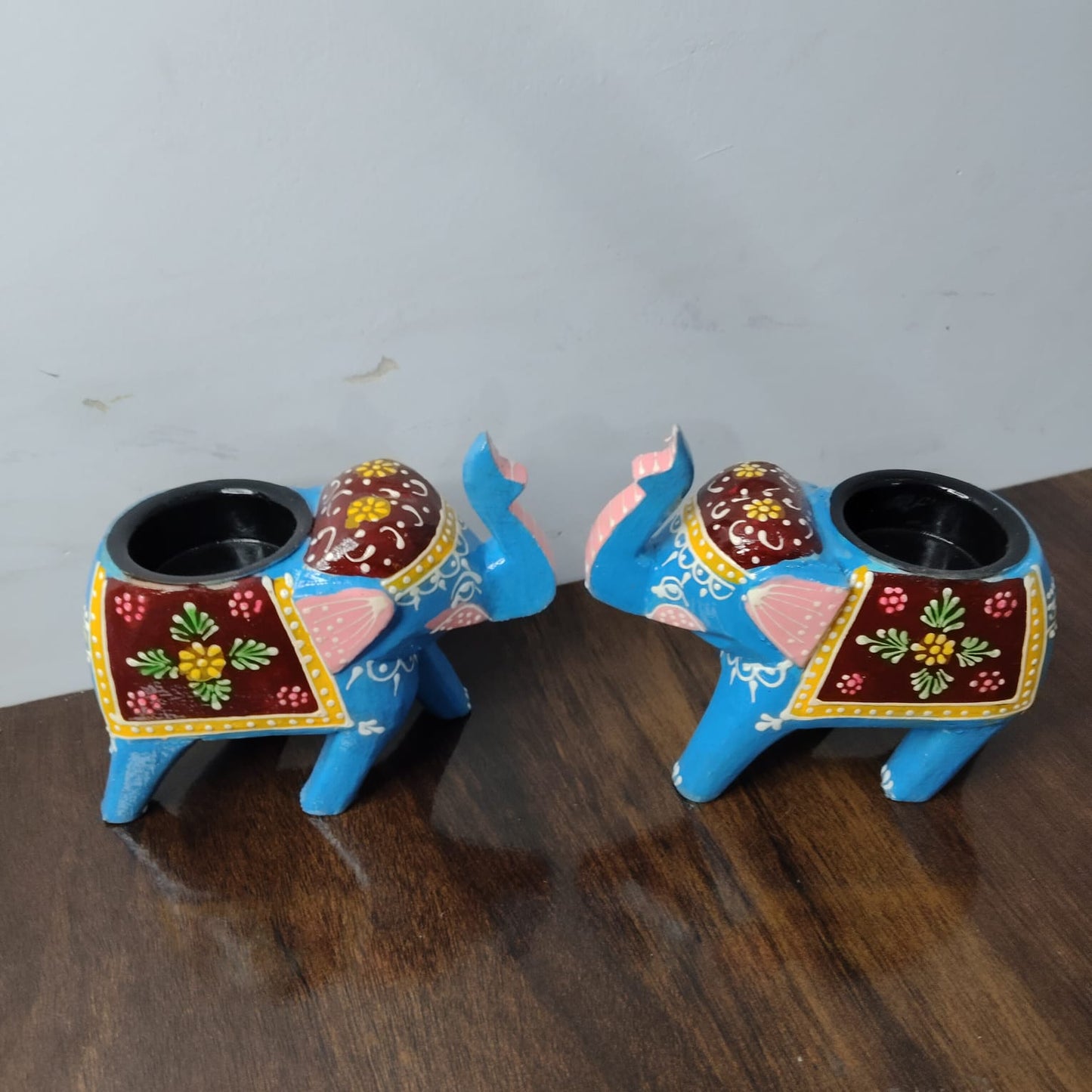 Handcrafted Rajasthani Elephant Shaped Tealight Holders – Set of 2