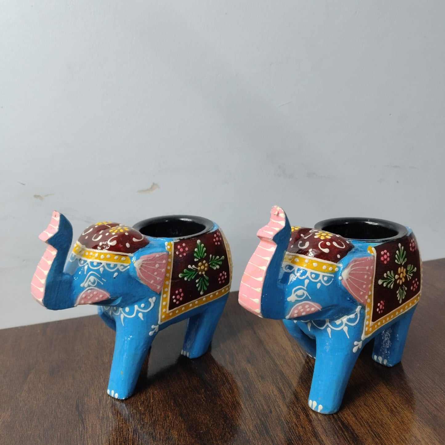Handcrafted Rajasthani Elephant Shaped Tealight Holders – Set of 2